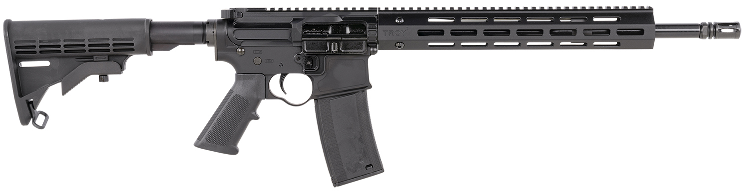 Troy Ind SCARCA316BTB1 SPC CA3 5.56x45mm NATO Caliber with 16" Barrel, 30+1 Capacity, Black Hard Coat Anodized Metal Finish, Black Adjustable M4 Style Stock & A2 Grip Right Hand
