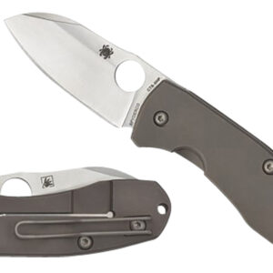 Spyderco C158TIP2 Techno 2 2.52" Folding Sheepsfoot Plain CTS XHP Steel Blade/Matte Stonewashed Titanium Handle Includes Pocket Clip